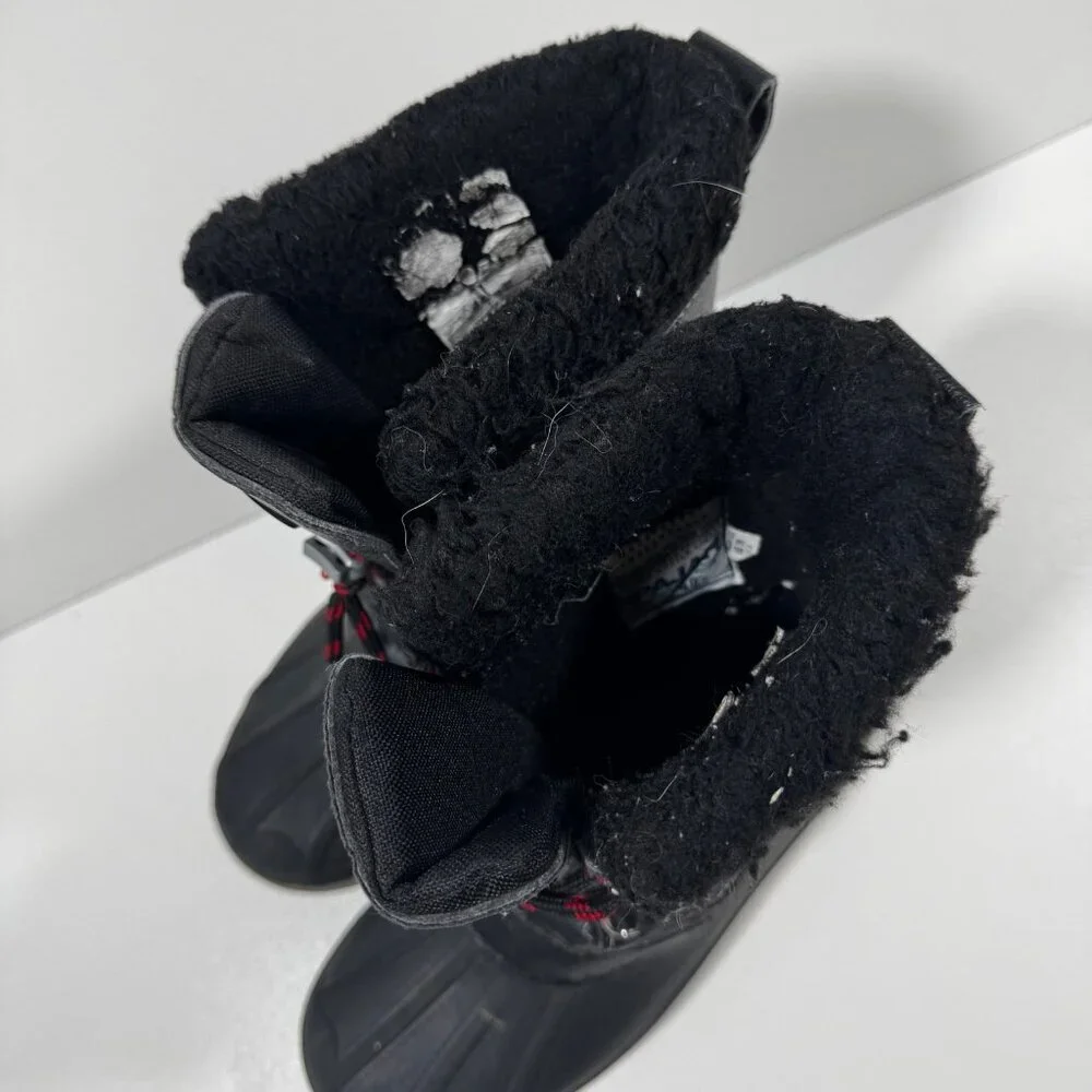 Pajar Waterproof Winter Snow Boots Black Faux Fur Lace-Up Boys Girls 3Y Outdoor